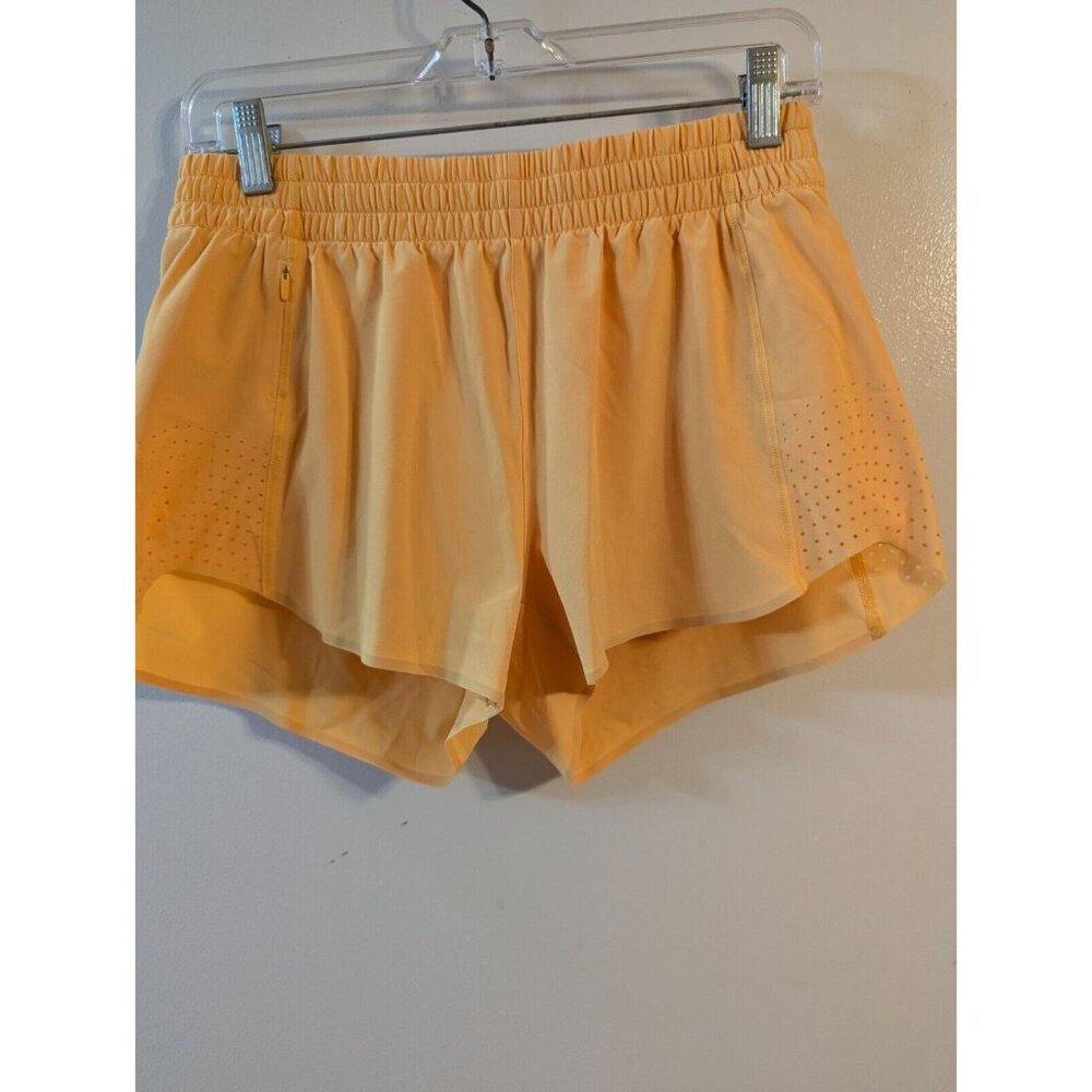Athleta Hustle 3" Shorts Orange / Yellow Women's Size S Zip Pocket